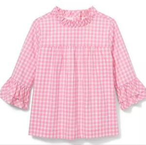 Janie & Jack pink gingham blouse with ruffle sleeves, girls size 6